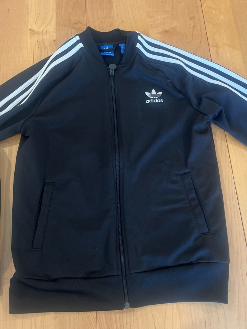 Adidas Black Track Jacket with White 3-Stripes